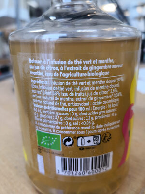 Thé Vert Glacé Bio Menthe, Citron, Gingembre